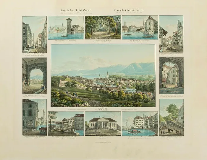 Framed Print : View of the city of Zurich, 1832-1833. Creator: Isenring, Johann Baptist (1796-1860) Framed Print : View of the city of Zurich, 1832-1833. Creator: Isenring, Johann Baptist (1796-1860)