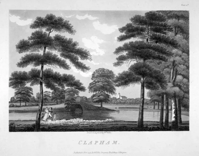 Framed Print : View of Clapham, London, 1792. Artist: William Ellis Framed Print : View of Clapham, London, 1792. Artist: William Ellis