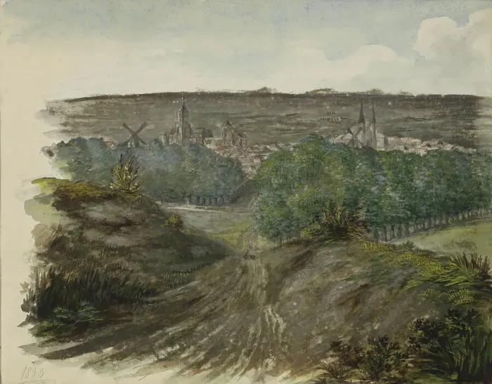 Framed Print : View of Cleves, 1833. Creator: Johannes Tavenraat Framed Print : View of Cleves, 1833. Creator: Johannes Tavenraat