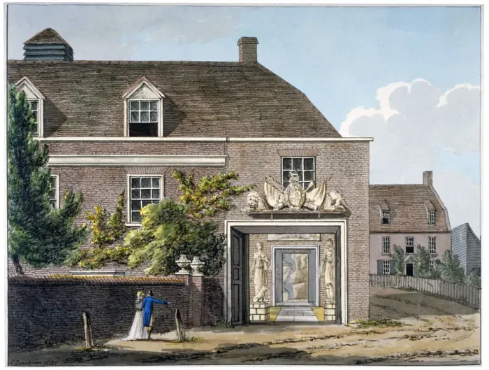 Framed Print : View of the Coade Stone Factory in Narrow Wall, Lambeth, London, 1801 Framed Print : View of the Coade Stone Factory in Narrow Wall, Lambeth, London, 1801