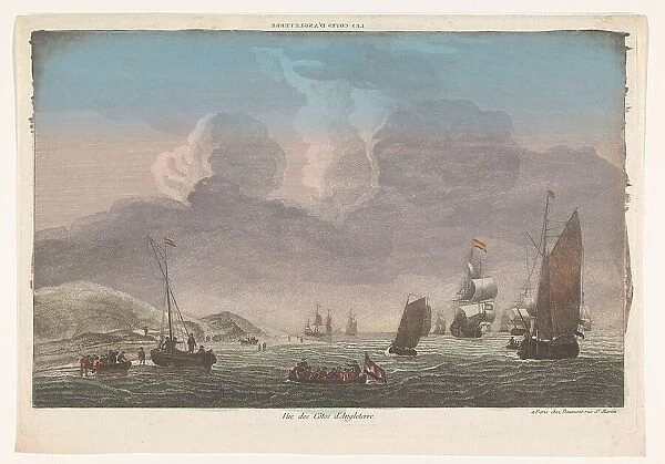 View of the coast of England with ships and boats on the water, 1745-1775. Creator: Anon