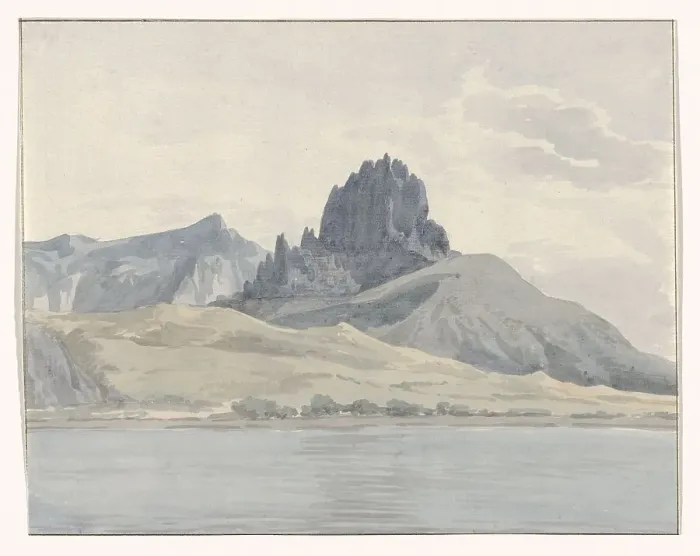 Framed Print : View of the coast of Pentedattilo on the other side of Capo Spartivento, 1778. Creator: Louis Ducros