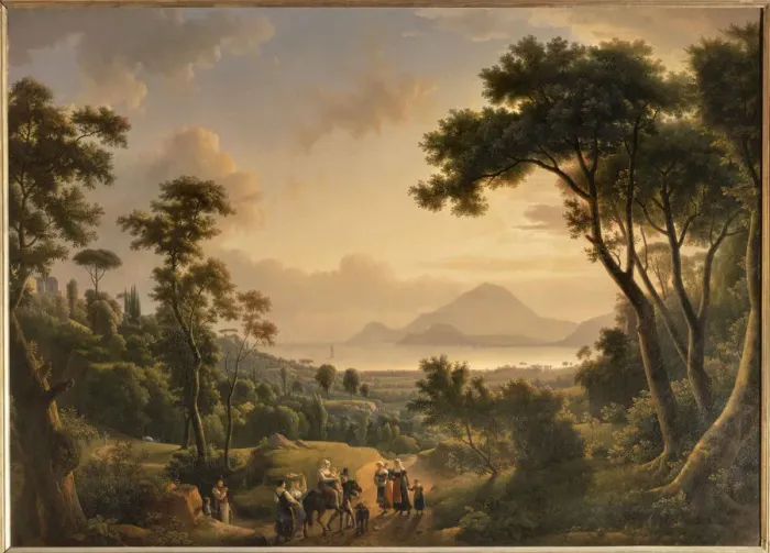 Framed Print : View of the coast of Posillipo (Kingdom of Naples). Creator: Dunouy, Alexandre-Hyacinthe