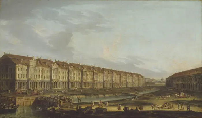 Framed Print : View of the Twelve Collegia building in Saint Petersburg, Mid of the 18th cen Artist: Anonymous, 18th century