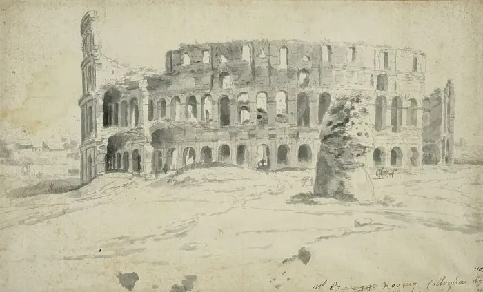Framed Print : View of the Colosseum in Rome, unknown date. Creator: Anon Framed Print : View of the Colosseum in Rome, unknown date. Creator: Anon