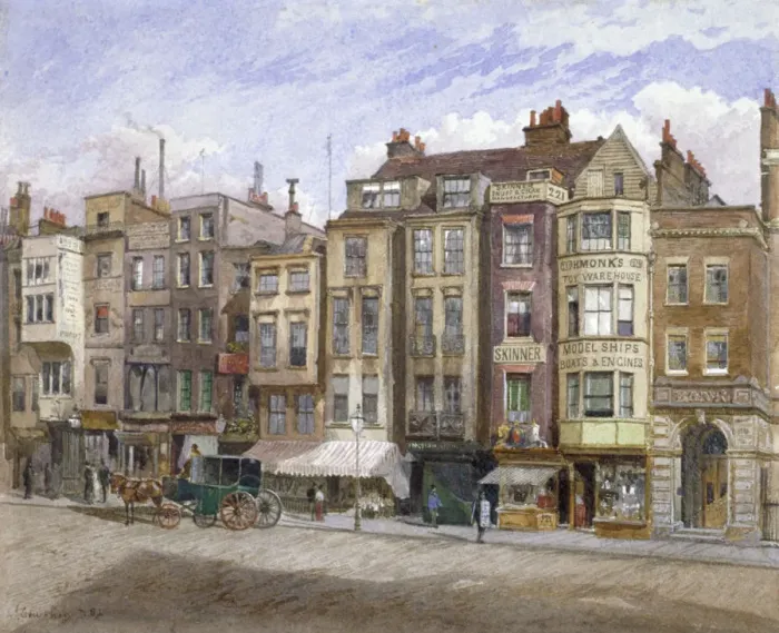 Framed Print : View of commercial premises in the Strand, Westminster, London, 1881 Framed Print : View of commercial premises in the Strand, Westminster, London, 1881