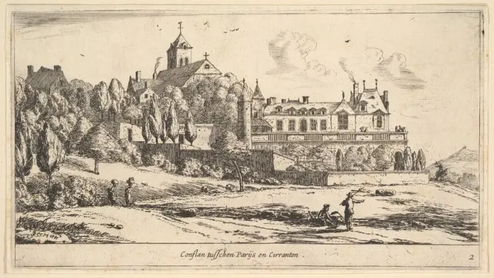 Framed Print : View of Conflans, 17th century. Creator: Reinier Zeeman Framed Print : View of Conflans, 17th century. Creator: Reinier Zeeman