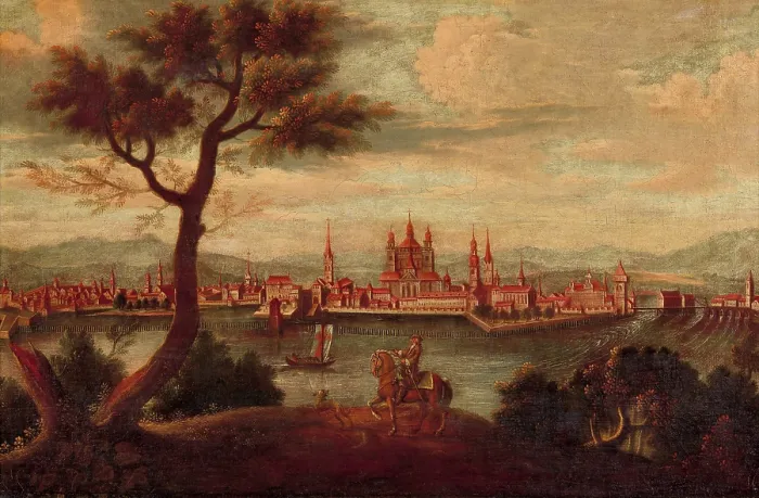 Framed Print : View of Constance, 1742. Creator: Anonymous Framed Print : View of Constance, 1742. Creator: Anonymous