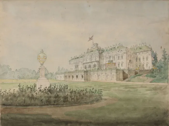 Framed Print : View of the Constantine Palace in Strelna near St. Petersburg, 1856