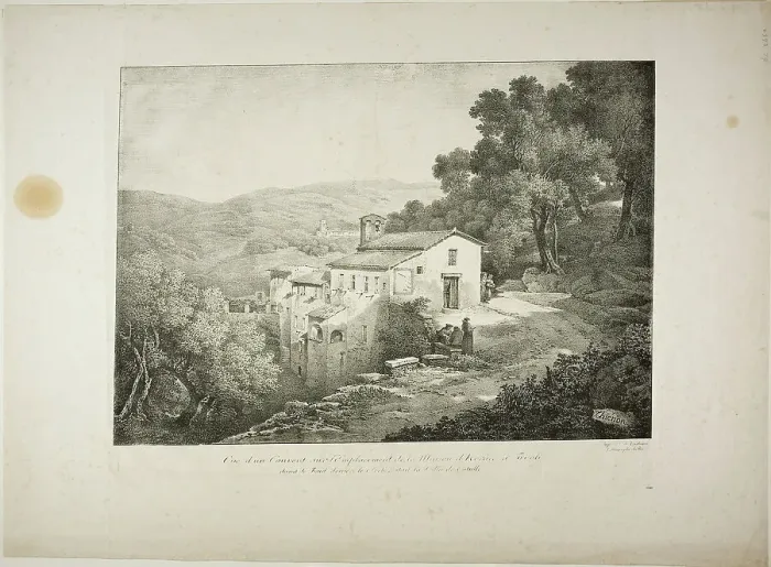 Framed Print : View of a Convent on the Site of the House of Horace, c. 1817. Creator: Claude Thiénon Framed Print : View of a Convent on the Site of the House of Horace, c. 1817. Creator: Claude Thiénon