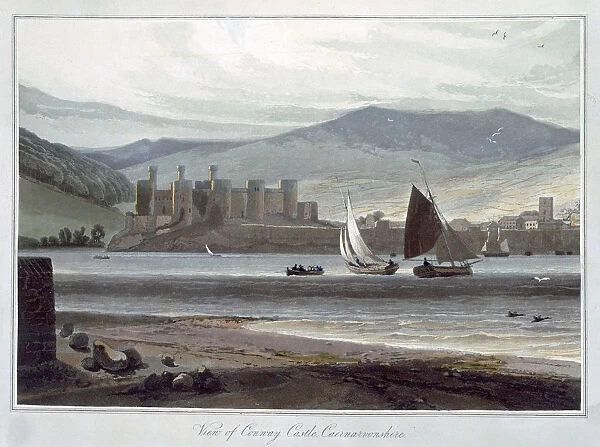 View of Conway Castle, Caernarvonshire, Wales, 1814-1825. Artist: William Daniell