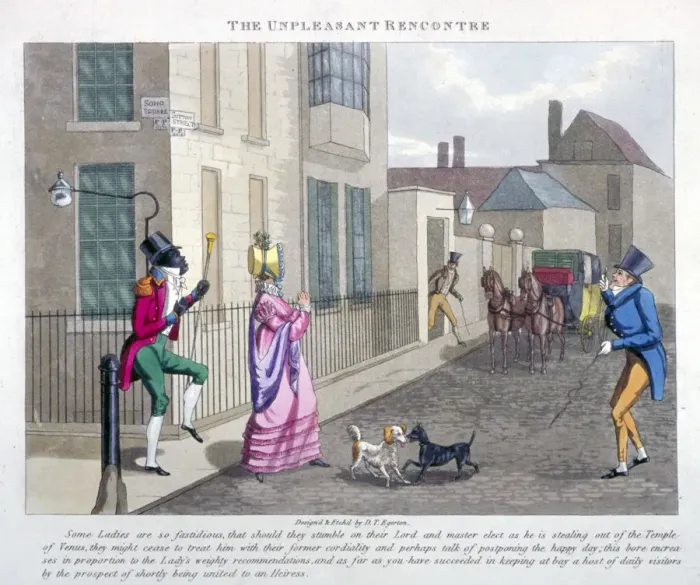 Framed Print : View of the corner of Soho Square and Sutton Street, Westminster, London, c1825. Artist Framed Print : View of the corner of Soho Square and Sutton Street, Westminster, London, c1825. Artist