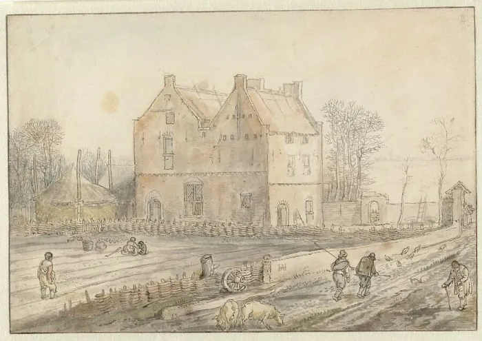 Framed Print : View of a Country House with Sowers in the Field, c.1610-c.1615. Creator: Hendrick Avercamp Framed Print : View of a Country House with Sowers in the Field, c.1610-c.1615. Creator: Hendrick Avercamp