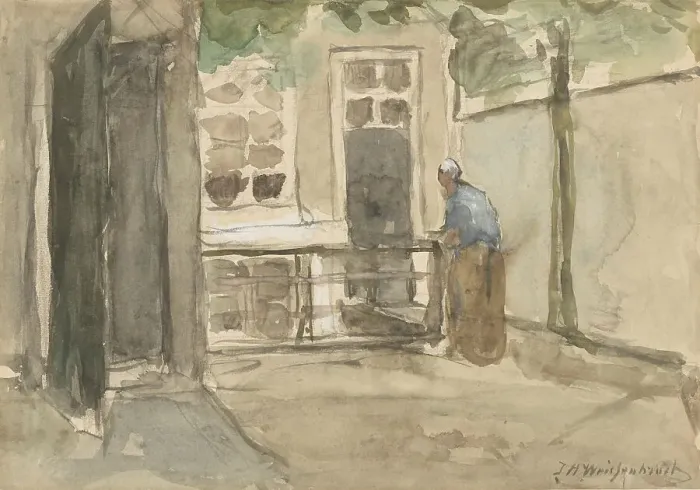 Framed Print : View of a courtyard from the artist's studio in Kazernestraat in The Hague, 1834-1903. Creator: Jan Hendrik Weissenbruch Framed Print : View of a courtyard from the artist's studio in Kazernestraat in The Hague, 1834-1903. Creator: Jan Hendrik Weissenbruch