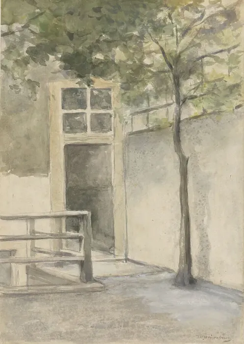 Framed Print : View of a courtyard from the artist's studio in Kazernestraat in The Hague, 1834-1903. Creator: Jan Hendrik Weissenbruch Framed Print : View of a courtyard from the artist's studio in Kazernestraat in The Hague, 1834-1903. Creator: Jan Hendrik Weissenbruch