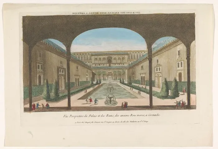 Framed Print : View of a courtyard with fountains of the Alhambra in Granada, 1735-1805. Creator: Unknown Framed Print : View of a courtyard with fountains of the Alhambra in Granada, 1735-1805. Creator: Unknown