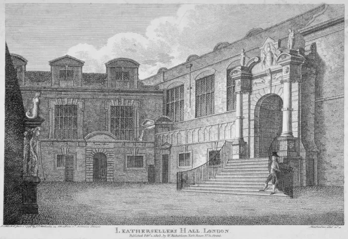 Framed Print : View of the courtyard, Leathersellers Hall, City of London, 1803 Framed Print : View of the courtyard, Leathersellers Hall, City of London, 1803