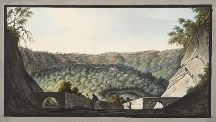 Framed Print : View into the crater of Astruni taken from the spot represented in Plate XIX, 1776 Framed Print : View into the crater of Astruni taken from the spot represented in Plate XIX, 1776