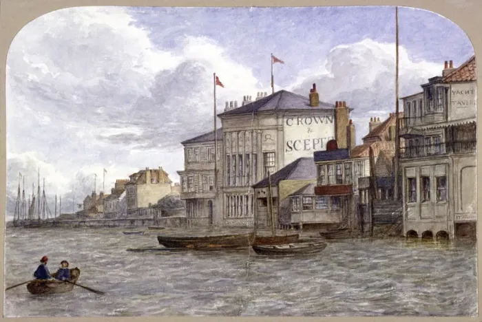 Framed Print : View of the Crown And Sceptre Inn, Greenwich, London, c1870. Artist: JT Wilson Framed Print : View of the Crown And Sceptre Inn, Greenwich, London, c1870. Artist: JT Wilson