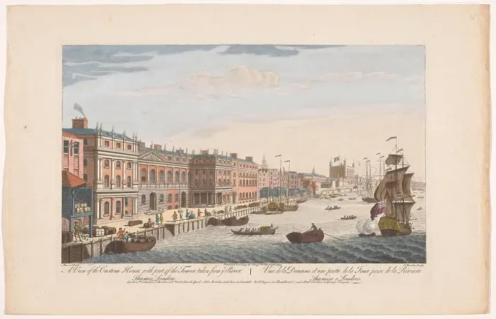 Framed Print : View of the Custom House on the River Thames in London, 1753. Creator: Thomas Bowles Framed Print : View of the Custom House on the River Thames in London, 1753. Creator: Thomas Bowles
