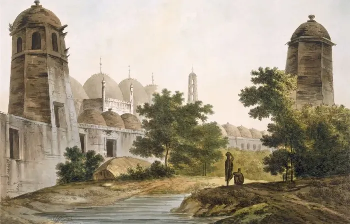 Framed Print : A View of the Cuttera built by Jaffeir Cawn at Muxadavad, pub. 1785-88. Creator: William Hodges Framed Print : A View of the Cuttera built by Jaffeir Cawn at Muxadavad, pub. 1785-88. Creator: William Hodges