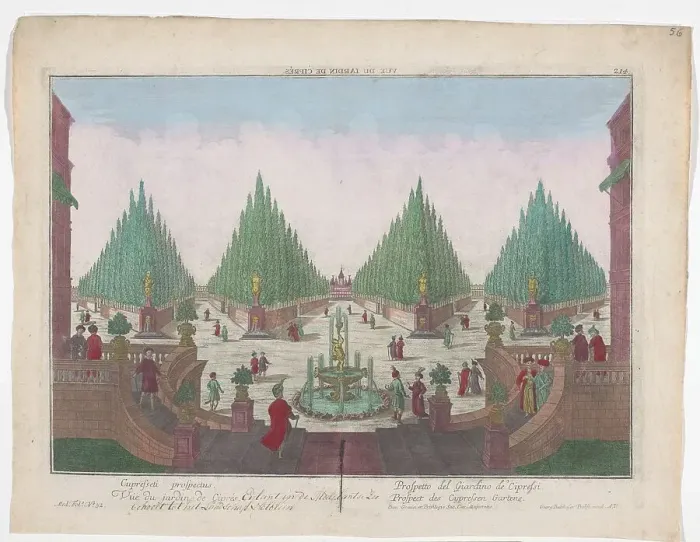 Framed Print : View of a cypress garden in Constantinople, 1742-1801. Creator: Anon Framed Print : View of a cypress garden in Constantinople, 1742-1801. Creator: Anon