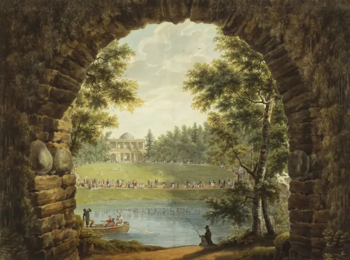 Framed Print : View of Dacha of Prince Stroganov near Saint Petersburg. Artist: Galaktionov, Stepan Philippovich (1779-1854) Framed Print : View of Dacha of Prince Stroganov near Saint Petersburg. Artist: Galaktionov, Stepan Philippovich (1779-1854)