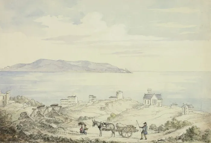 Framed Print : View of Dalkey from the Road, November 1843. Creator: Elizabeth Murray Framed Print : View of Dalkey from the Road, November 1843. Creator: Elizabeth Murray