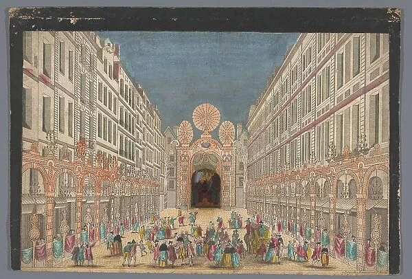 View of decorations on rue de la Ferronnerie in Paris on occasion of the restoration...1745 Creator: Anon