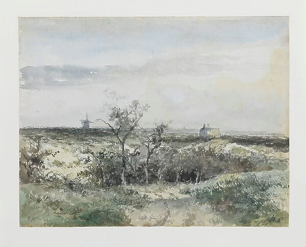 View of the Dekkersduin, with the old gas factory and windmill in the distance, 1834-1903. Creator: Jan Hendrik Weissenbruch