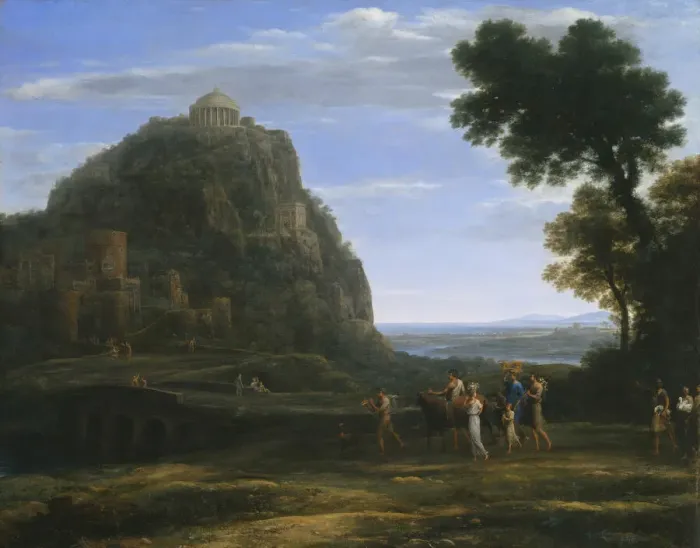 Framed Print : View of Delphi with a Procession, 1673. Creator: Claude Lorrain Framed Print : View of Delphi with a Procession, 1673. Creator: Claude Lorrain