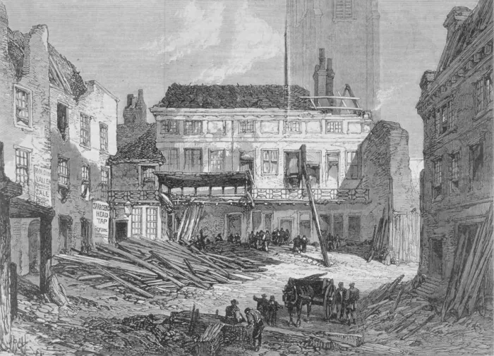Framed Print : View of the demolition of the Saracens Head Inn, Snow Hill, City of London, 1868 Framed Print : View of the demolition of the Saracens Head Inn, Snow Hill, City of London, 1868