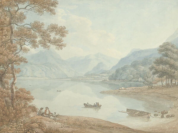 View of Derwent Water, towards Borrowdale (Cumberland), 1754-1817. Creator: Thomas Hearne