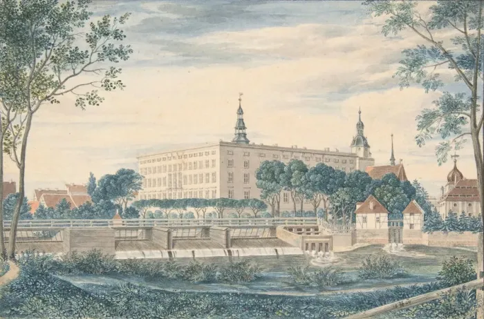 Framed Print : View of the Dessau Castle from the East, 1820. Creator: Heinrich Olivier Framed Print : View of the Dessau Castle from the East, 1820. Creator: Heinrich Olivier