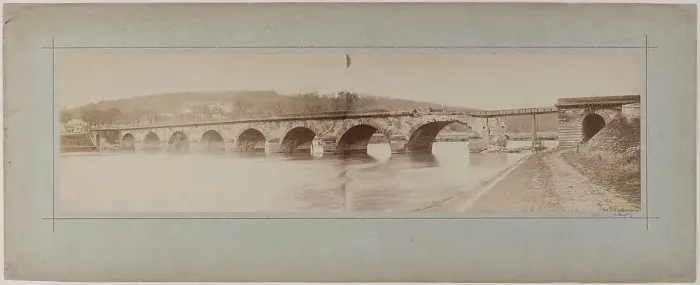 Framed Print : View of a destroyed bridge, 1870. Creator: Andre-Adolphe-Eugene Disderi Framed Print : View of a destroyed bridge, 1870. Creator: Andre-Adolphe-Eugene Disderi