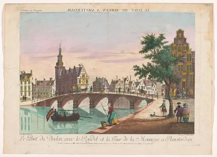 Framed Print : View of the Doelen Bridge over the Amstel in Amsterdam, 1755-1779. Creator: Johann Friedrich Leizelt Framed Print : View of the Doelen Bridge over the Amstel in Amsterdam, 1755-1779. Creator: Johann Friedrich Leizelt