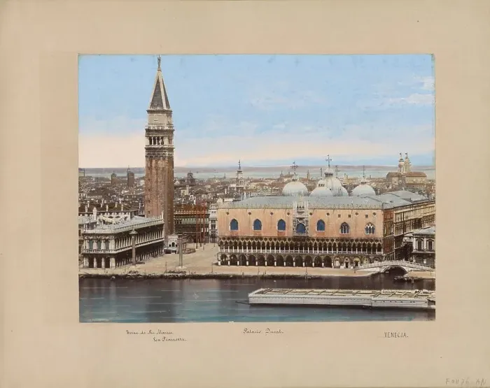 Framed Print : View of the Doge's Palace, the Campanile and surrounding buildings in Venice, 1850-1876. Creator: Anon Framed Print : View of the Doge's Palace, the Campanile and surrounding buildings in Venice, 1850-1876. Creator: Anon