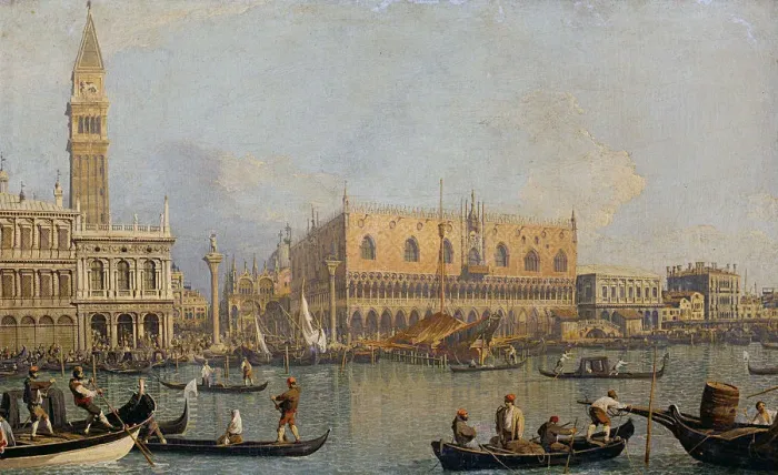 Framed Print : View of the Doges Palace in Venice, before 1755. Artist: Canaletto (1697-1768) Framed Print : View of the Doges Palace in Venice, before 1755. Artist: Canaletto (1697-1768)
