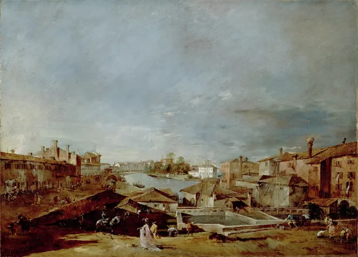 Framed Print : View of Dolo on the Brenta, between 1774 and 1776. Creator: Francesco Guardi Framed Print : View of Dolo on the Brenta, between 1774 and 1776. Creator: Francesco Guardi