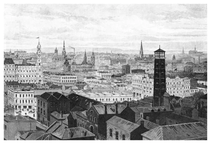 Framed Print : View from the dome of the Law Courts, Melbourne, Victoria, Australia, 1886 Framed Print : View from the dome of the Law Courts, Melbourne, Victoria, Australia, 1886