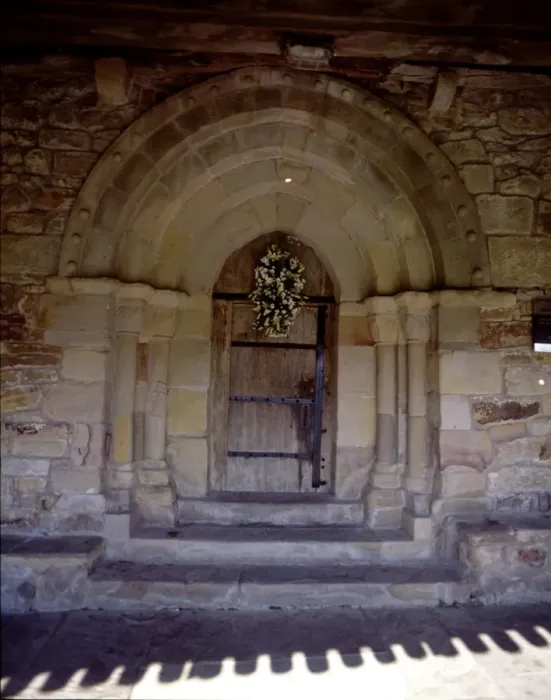 Framed Print : View of the door of the hermitage of San Pelayo, both the door and windows are pointed