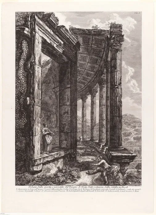 Framed Print : View of the Door and Peristyle of the Temple of Vesta, 1780. Creator: Francesco Piranesi Framed Print : View of the Door and Peristyle of the Temple of Vesta, 1780. Creator: Francesco Piranesi