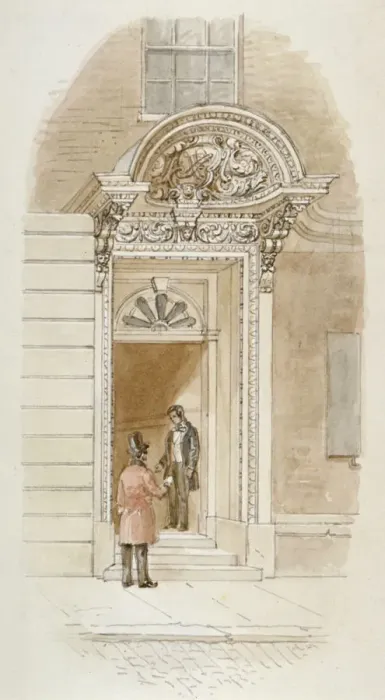 Framed Print : View of the doorway of no 4 Mincing Lane, City of London, 1840. Artist: James Findlay Framed Print : View of the doorway of no 4 Mincing Lane, City of London, 1840. Artist: James Findlay