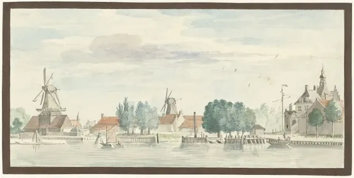 Framed Print : View of Dordrecht with the Rietdijkspoort and Windmills, 1744. Creator: Aert Schouman Framed Print : View of Dordrecht with the Rietdijkspoort and Windmills, 1744. Creator: Aert Schouman