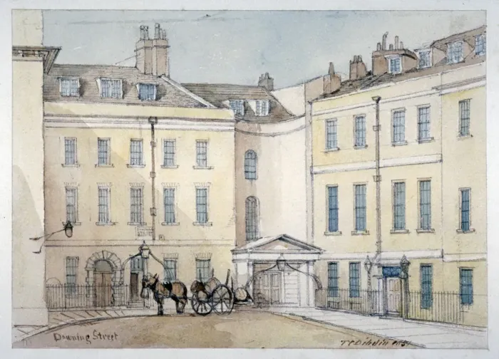 Framed Print : View of Downing Street, Westminster, London, 1851. Artist: Thomas Colman Dibdin Framed Print : View of Downing Street, Westminster, London, 1851. Artist: Thomas Colman Dibdin