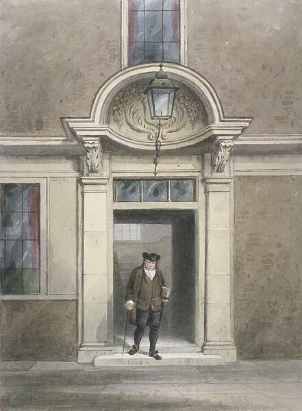 View of Dr Johnsons door and staircase, Inner Temple Lane, City of London, 1855