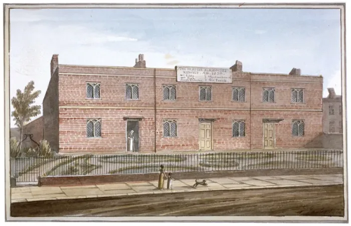 Framed Print : View of Drapers Almshouses in St Georges Fields, Southwark, London, 1825. Artist Framed Print : View of Drapers Almshouses in St Georges Fields, Southwark, London, 1825. Artist