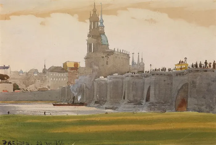 Framed Print : View of Dresden, 1898. Artist: Benois, Albert Nikolayevich (1852-1936) Framed Print : View of Dresden, 1898. Artist: Benois, Albert Nikolayevich (1852-1936)