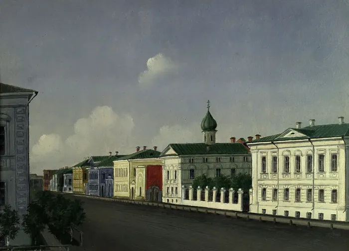 Framed Print : View of Dukhovskaya street, 1880-1897. Creator: Pavel Mikhailovich Kosharov Framed Print : View of Dukhovskaya street, 1880-1897. Creator: Pavel Mikhailovich Kosharov