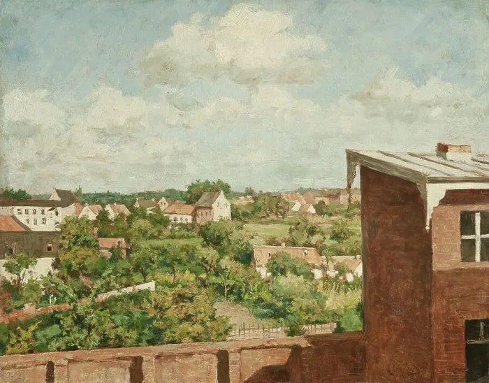 Framed Print : View from Düsseldorf, 1865. Creator: August Jernberg Framed Print : View from Düsseldorf, 1865. Creator: August Jernberg